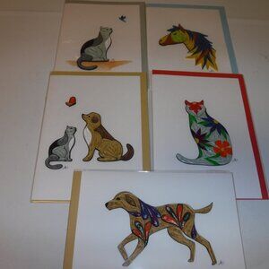 QUILL NOTE CARDS  ( 5-ANIMAL THEME)  NEW!!!!